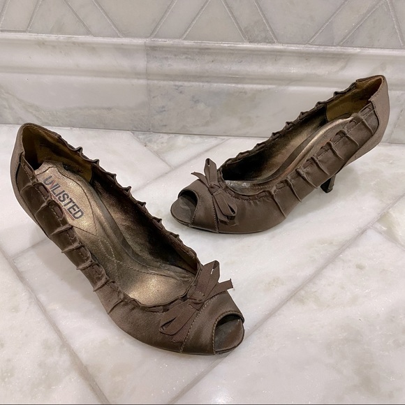 Brown Ruffle Unlisted Stiletto Heels 